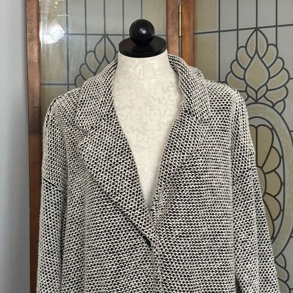 Marine Layer Birdseye Knit Blazer Black White Contrast Size Large - Picture 5 of 16